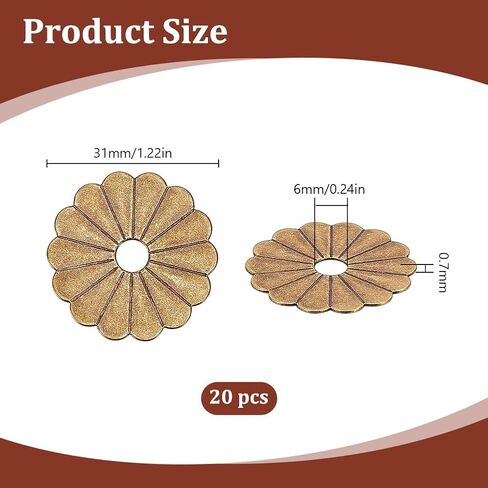 WEBEEDY 20 PCS Brass Backplate Washers Antique Gold Daisy Shape Cabinet Hardware Decorative Washers for Furniture Restoration,Door,Drawer Pulls,Christmas Home Decor Hardware Accessories, 1.22 inch in Kuwait