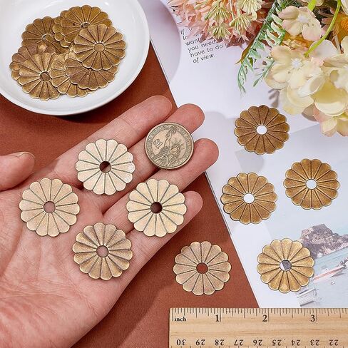 WEBEEDY 20 PCS Brass Backplate Washers Antique Gold Daisy Shape Cabinet Hardware Decorative Washers for Furniture Restoration,Door,Drawer Pulls,Christmas Home Decor Hardware Accessories, 1.22 inch in Kuwait