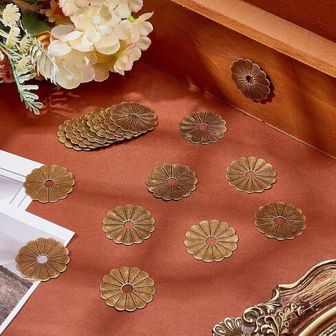 WEBEEDY 20 PCS Brass Backplate Washers Antique Gold Daisy Shape Cabinet Hardware Decorative Washers for Furniture Restoration,Door,Drawer Pulls,Christmas Home Decor Hardware Accessories, 1.22 inch in Kuwait