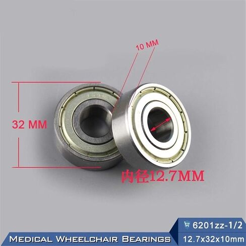 Power Transmission Products 2Pcs Wheelchair Rear Wheel Drum Bearing ID 1/2 inch 12.7x32x10 mm Wheelchair Accessories 6201 ZZ Pressure Wheel Bearings Ball Bearings in Kuwait