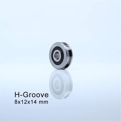 Roller Bearings 1pc H Groove Bearing 8x12x14mm Steel Bearing Rollers H8/7 Slide Guide Door Window Silent Bearings U Wheel Pulley in Kuwait