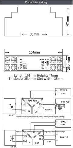 عازل الإشارة التناظرية DC24V 4-20mA إلى 4-20mA 0-10V 0-5V 1-5V محول الإشارة 1 في 1 خارج DC24V جهاز إرسال إشارة الجهد الحالي (الإخراج 4-20mA) in Kuwait