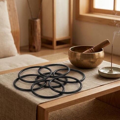 7pcs Singing Bowl Rubber Rings for Crystal Sound Bowls Buddhist Instruments Cushion Set with Large and Small Sizes for Meditation and Ritual Use in Kuwait
