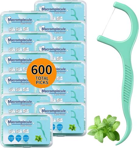 Mint Dental Floss Picks, 600 Count | Bulk Pack, Built-in Toothpick, Strong Floss & Rounded Pick, Mini Dispenser Boxes, For Travel, Home, Office & Car in Kuwait