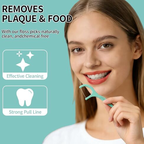 Mint Dental Floss Picks, 600 Count | Bulk Pack, Built-in Toothpick, Strong Floss & Rounded Pick, Mini Dispenser Boxes, For Travel, Home, Office & Car in Kuwait
