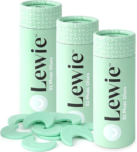Lewie Dental Floss Discs – 32 Count Portable Flossing System, Ergonomic Dental Floss Picks Alternative, Eco-Friendly Travel Dispenser, Unflavored in Kuwait