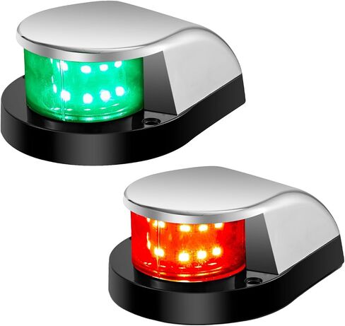 Boat Navigation Lights, Red and Green Navigation Lighting for Boats LED, IP67 Waterproof, Rust-Resistant, Boat Lights Bow and Stern for Pontoon, Skiff, Small Boats, and Yacht(Silver) in Kuwait