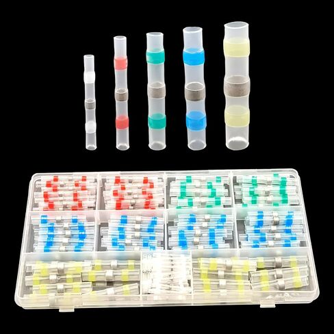 160 PCS Solder Seal Wire Connectors Kit, Waterproof Heat Shrink Solder Seal Wire Butt Connectors, Universal Splice Wires Terminals for Cars, Boats, Marine & Electrical Repairs in Kuwait