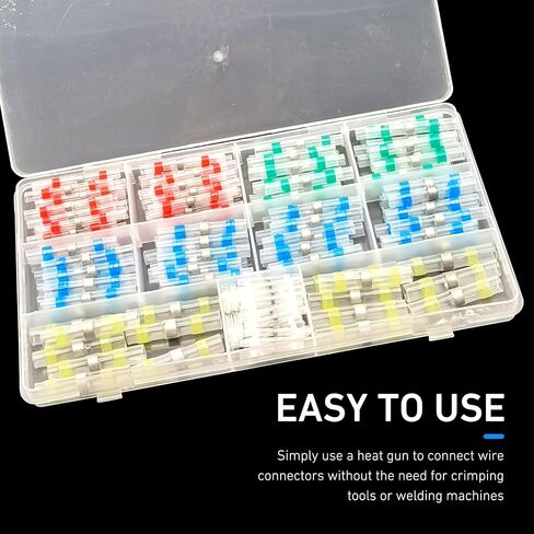 160 PCS Solder Seal Wire Connectors Kit, Waterproof Heat Shrink Solder Seal Wire Butt Connectors, Universal Splice Wires Terminals for Cars, Boats, Marine & Electrical Repairs in Kuwait