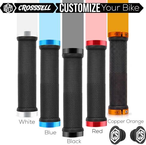 مقابض MTB مزدوجة القفل - مقابض مقود دراجة BMX عالية الأداء والدراجات الجبلية مع حلقات ألومنيوم مؤكسدة نحاسية - مقابض دراجة ممتصة للصدمات غير قابلة للانزلاق لقضبان 22.2 مم in Kuwait