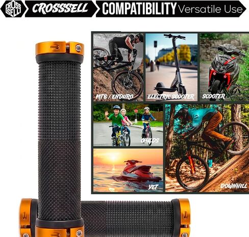 مقابض MTB مزدوجة القفل - مقابض مقود دراجة BMX عالية الأداء والدراجات الجبلية مع حلقات ألومنيوم مؤكسدة نحاسية - مقابض دراجة ممتصة للصدمات غير قابلة للانزلاق لقضبان 22.2 مم in Kuwait