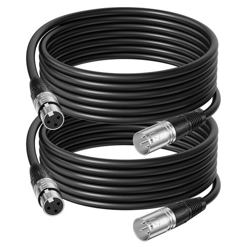 2 حزمة من كابلات XLR بطول 6 أقدام (ذكر إلى أنثى)، موصلات معدنية شديدة التحمل، كابل ميكروفون OFC ممتاز للاستوديو والمسرح والبودكاست والخلاط ومكبر الصوت ومعدات الصوت الاحترافية in Kuwait