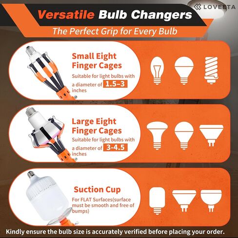 LOVEETA® Gen2 12Ft [18Ft Reach] Lightweight Extendable Light Bulb Changer Pole for High Ceilings – Telescopic Light Bulb Pole Changer with Bulb Gripper - Champagne Gold in Kuwait