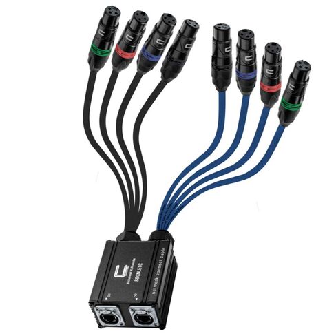 8 Channel 3-pin XLR Female to Ethercon Network Cable Adapter- Double 4 Channel Cat6 Multi Network Snake Receiver- for Live Stage, Home Studio Recording- AES, DMX Channels in Kuwait