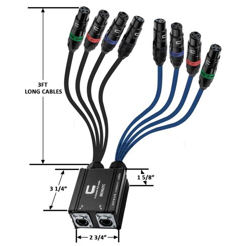 8 Channel 3-pin XLR Female to Ethercon Network Cable Adapter- Double 4 Channel Cat6 Multi Network Snake Receiver- for Live Stage, Home Studio Recording- AES, DMX Channels in Kuwait