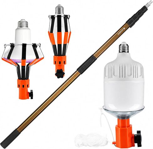 LOVEETA® Gen2 12Ft [18Ft Reach] Lightweight Extendable Light Bulb Changer Pole for High Ceilings – Telescopic Light Bulb Pole Changer with Bulb Gripper - Champagne Gold in Kuwait