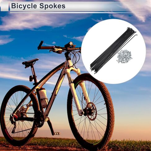 1 Set Universal Bicycle Spokes 13G 241mm Length Bike Wheel Spokes Nipple Black 45 Steel in Kuwait