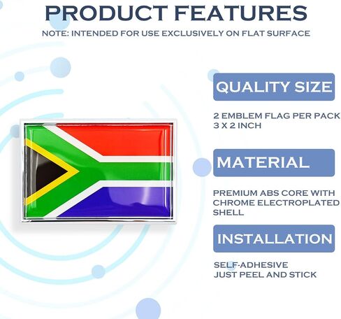 South Africa Flag Sticker Emblem South African Decal Car Chrome Flags, 2 Pack, 3 x 2 inches in Kuwait