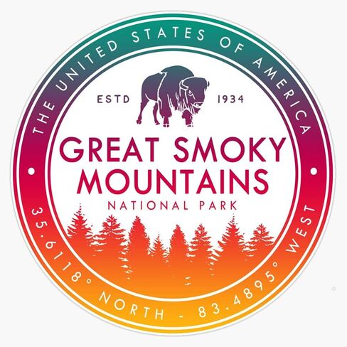 Great Smoky Mountains National Park North Carolina Tennessee Emblem Nc Tn Souvenirs Vinyl Decal Sticker Car Waterproof Car Decal Bumper Sticker 5" in Kuwait