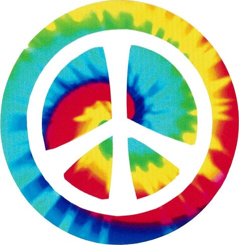 Tie Dye Peace Sign - Small Bumper Sticker or Laptop Decal (3" Circular) in Kuwait