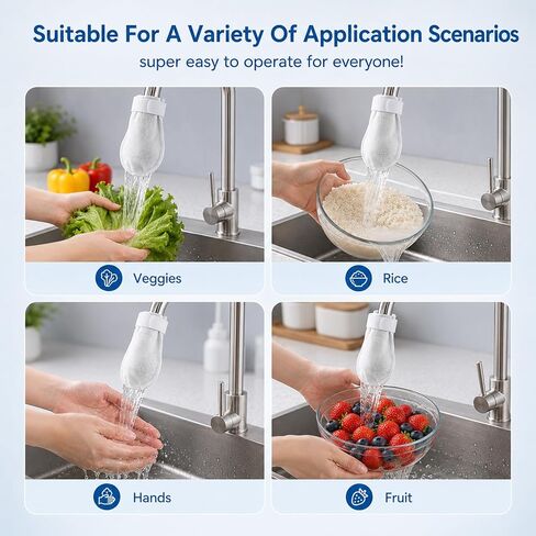 High Density Faucet Filter, Splash Proof Cotton Pouch Kit, 50 Pack Tap Cartridge with Sediment Barrier, Fine Fiber Mesh Purifier, for Kitchen Bathroom Faucet, Tap Water Purification Accessory in Kuwait