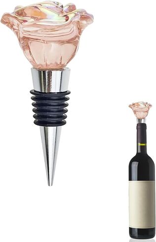 Cute Wine Stopper Bottle Topper Decorative Glass Cork Beautiful Rose Wine Accessories Modern Stoppers for Wine Lovers Bouquet Style Reusable Wine Preserver for Beverage and Party Use in Kuwait