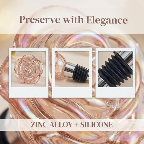 Cute Wine Stopper Bottle Topper Decorative Glass Cork Beautiful Rose Wine Accessories Modern Stoppers for Wine Lovers Bouquet Style Reusable Wine Preserver for Beverage and Party Use in Kuwait