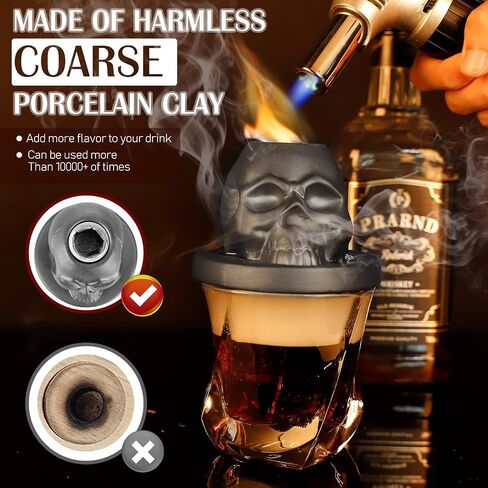 Cocktail Smoker Kit with Torch, Anmyox Whiskey Smoker Infuser Kit with Gift Box, Bourbon Whiskey Set Gift for Men,Skull old Fashioned Smoker Kit for Your Friends, Husband, Dad.（No Butane） in Kuwait