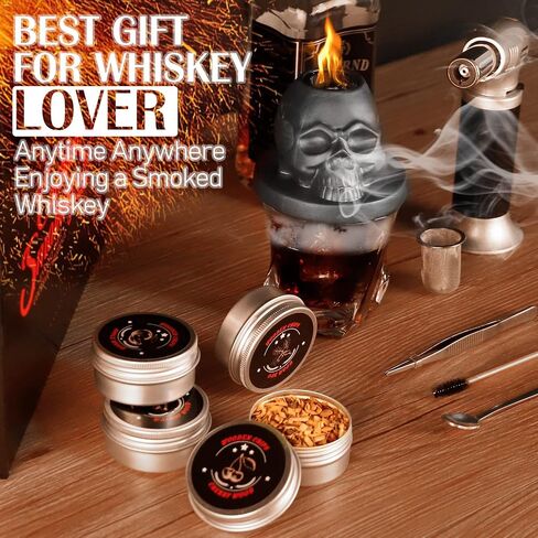 Cocktail Smoker Kit with Torch, Anmyox Whiskey Smoker Infuser Kit with Gift Box, Bourbon Whiskey Set Gift for Men,Skull old Fashioned Smoker Kit for Your Friends, Husband, Dad.（No Butane） in Kuwait