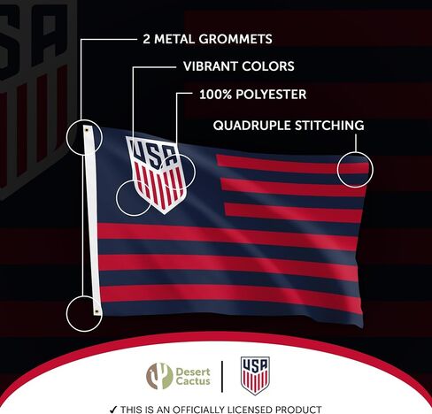 صبار الصحراء الأمريكي لكرة القدم علم USMNT الولايات المتحدة الأمريكية الفريق الوطني للرجال 100% بوليستر للاستخدام الداخلي والخارجي 3 × 5 أقدام معدات مرخصة رسميًا (أبيض، الولايات المتحدة الأمريكية لكرة القدم - M) in Kuwait