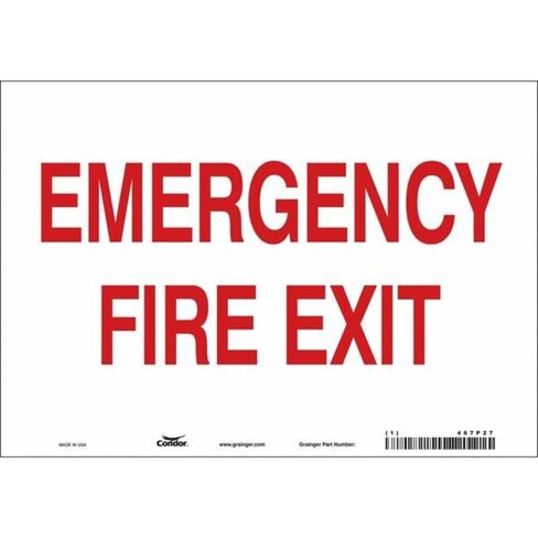 Sign,Fire Door/Puerta De Emerg,10"x14" in Kuwait