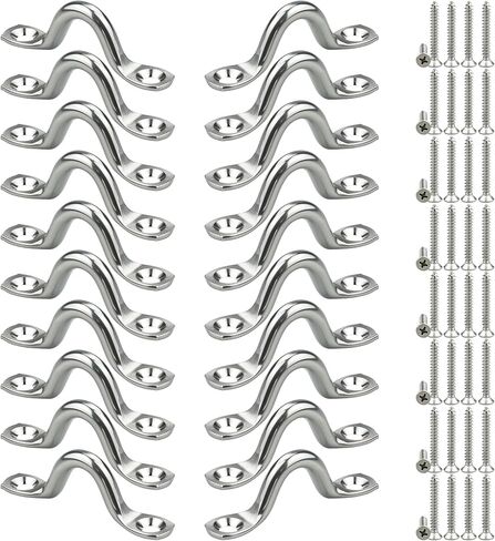 10PCS 304 Stainless Steel Eye Straps, Heavy Duty Pad Eye Loops with Screws, Marine Grade Ceiling Wall Mount U Hook for Boat, Kayak, Garage, Bimini Top Rigging (Hook Length 2.13 inch) in Kuwait