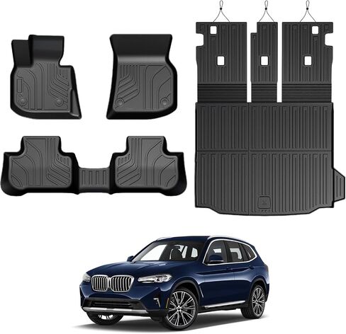 سجادات أرضية لسيارة BMW X5 G05 2019-2026، سجادات أرضية مناسبة لجميع الأحوال الجوية، بطانة لصندوق السيارة مع واقيات مسند الظهر وملحقات واقيات عتبة الباب، مجموعة تغطية كاملة (تناسب 5 مقاعد فقط) in Kuwait