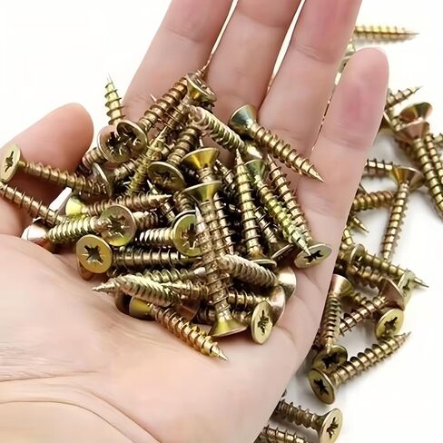 200 قطعة من البراغي الخشبية ذات الرأس المسطح عالية القوة ذاتية التنصت لأعمال النجارة (M4*16mmx100، M4*30mmx100)، ذهبي in Kuwait