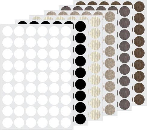 6 Sheets 324 Pcs Self-Adhesive Screw Hole Cover Stickers, 21 mm 6 Colors Screw Covers Wood Stickers for Furniture, PVC Screw Covers Caps for Cabinet Desk (Basic Color) in Kuwait