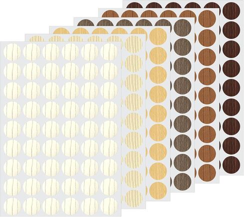 6 Sheets 324 Pcs Self-Adhesive Screw Hole Cover Stickers, 21 mm 6 Colors Screw Covers Wood Stickers for Furniture, PVC Screw Covers Caps for Cabinet Desk (Basic Color) in Kuwait