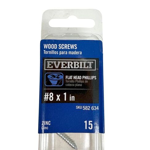 Everbilt Flat Head Phillips Drive Wood Screws #8 x 1 in Zinc, Pack of 15 pcs in Kuwait