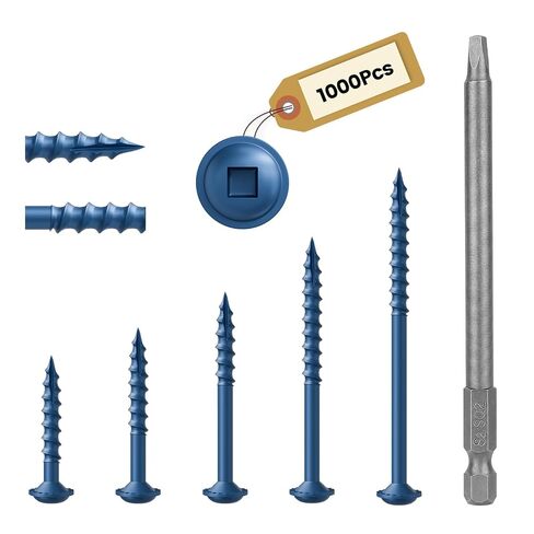 مجموعة متنوعة من براغي ثقب الجيب 1000 قطعة من Kryonix، 5 مقاسات #8 × 1,1-1/4 بوصة، 1-1/2 بوصة، 2 بوصة، 2-1/2 بوصة، براغي خشبية مطلية مضادة للصدأ، براغي مع طرف التنصت الذاتي، تتضمن لقمة محرك 150 مم in Kuwait