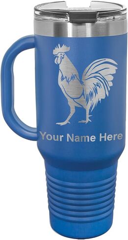 LaserGram 15oz Vacuum Insulated Coffee Mug, Rooster, Personalized Engraving Included (Navy Blue) in Kuwait