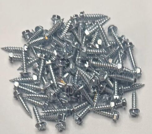 #8 x 3/4 Inch Slotted Indented Hex Washer Head Self-Piercing Screws, Zinc Plated, 100 Pack 8 x 3/4 Zip Screws for Sheet Metal in Kuwait