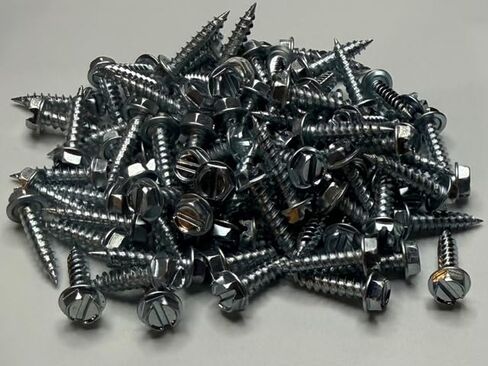 #8 x 3/4 Inch Slotted Indented Hex Washer Head Self-Piercing Screws, Zinc Plated, 100 Pack 8 x 3/4 Zip Screws for Sheet Metal in Kuwait