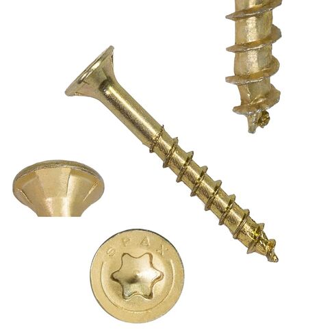 SPAX #8 x 1-1/4" PowerDrive Interior Flat Head Construction Wood Screws (420 pcs) T25 T-Star Yellow Zinc Framing Fast-Start Sharp Point Clean Flush Finish Bit Included in Kuwait