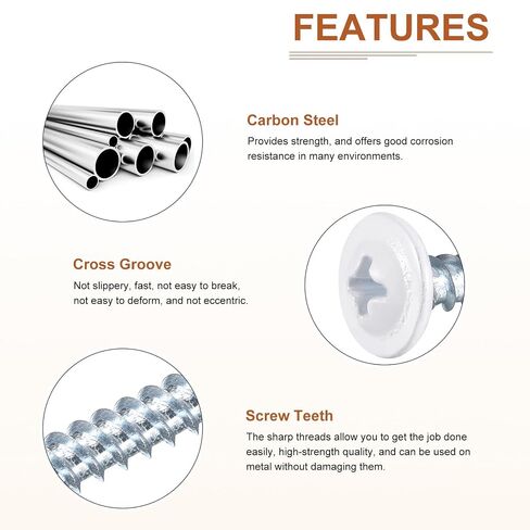 uxcell 50Pcs #8x1 Phillips Head Self Tapping Screws, Carbon Steel Flat Head High Strength Quick Tapping Screws Wood Screw for Wood, Metal, Plastic, White in Kuwait