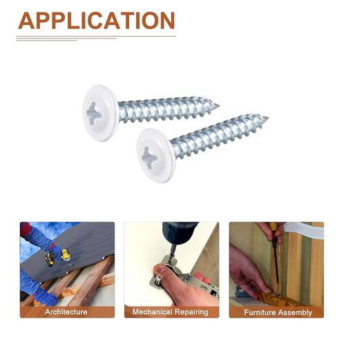 uxcell 50Pcs #8x1 Phillips Head Self Tapping Screws, Carbon Steel Flat Head High Strength Quick Tapping Screws Wood Screw for Wood, Metal, Plastic, White in Kuwait