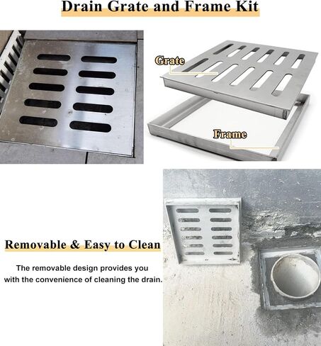 Square Metal D Grate Drain - 60x60cm (23.6"x23.6") for Indoor & Outdoor Use, Perfect for Garden, Walkway, Patio, Terrace - Durable, Stylish Floor Drain Solution,60x60x3cm(23.6x23.6x1.2in) in Kuwait