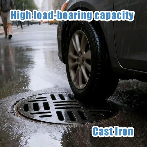 Round Cast Iron Drain Grate - 8" to 27" Adjustable Sewer Cover for Driveways & Concrete - Durable Replacement Drainage Grate for Efficient Water Flow (63x3cm-24.8x1.2in),63x3cm-24.8x1.2in in Kuwait