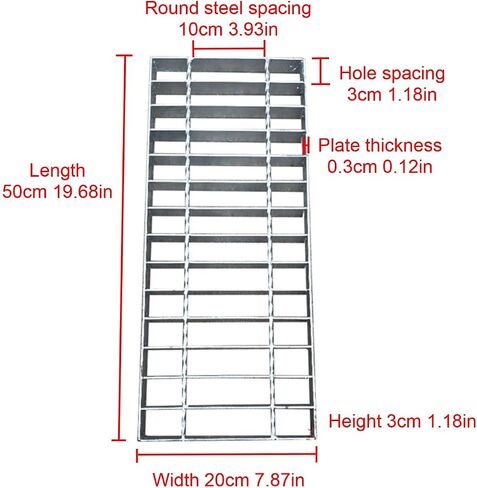 Heavy Duty Rust-Resistant Metal Drain Grate Set - Square Drain Cover for Driveway, Garage & Patio, 50x20x3cm, Efficient Water Drainage Solution,50x20x3cm in Kuwait