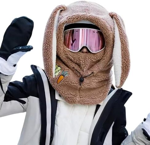 JidSnow Ski and Snowboard Helmet Cover, Bunny Design Plush Fleece Winter in Kuwait