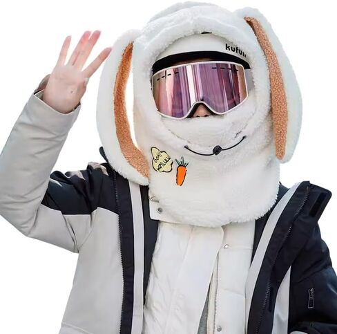 JidSnow Ski and Snowboard Helmet Cover, Bunny Design Plush Fleece Winter in Kuwait