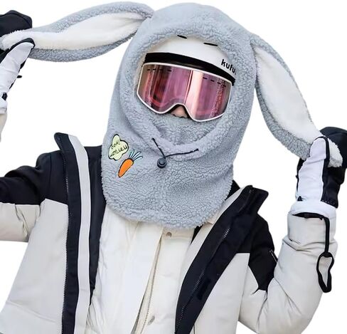 JidSnow Ski and Snowboard Helmet Cover, Bunny Design Plush Fleece Winter in Kuwait